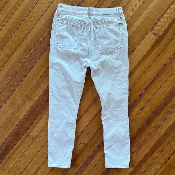 Re/Done High Rise Ankle Crop Stretch Corduroys in Winter White - Picture 4 of 8